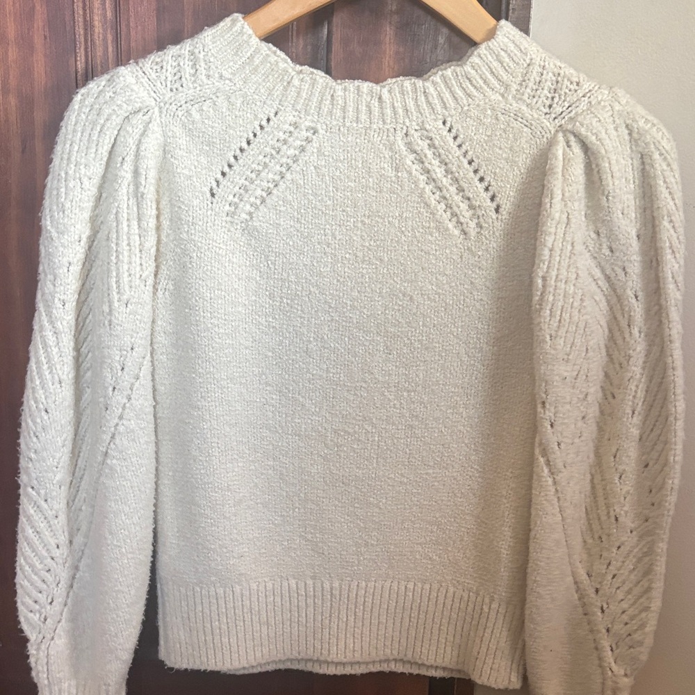 By Anthropologie ivory scallop Sweater - Picture 3 of 3